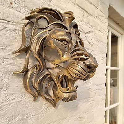 Father's Day Gift, Rare Lion Wall Art Sculpture Hollow Metal Male Lion Wall Art Decoration, Creative Roaring Lion Wall Ornament Housewarming Gift