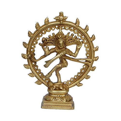 Dancing Shiva (Natraj) Brass Statue for Decoration Yellow | Figurines and Statues Shiva Brass Religious Gifts | Decor | Table Showpiece | Metal Sculpture of Hindu God