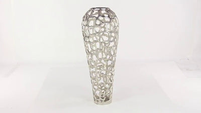 Deco 79 Benzara Metal Planter Upgrade The Decor Appeal of Short Spaces, silver, "12""l x 12""w x 33""h" (37665)
