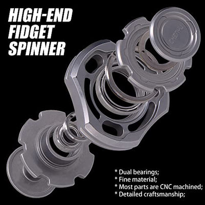DjuiinoStar High-end Fidget Spinner, Unique Dual Bearings Design, Precisely CNC Machined (Stainless Steel), Premium EDC Toy DFS-01