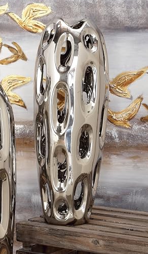 Benzara 59735 Magnificent Ceramic Vase, Silver
