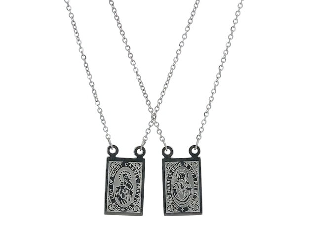 Amazon Collection Men's Stainless Steel 18K Gold Plated Scapular Religious Necklace
