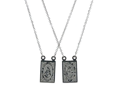 Amazon Collection Men's Stainless Steel 18K Gold Plated Scapular Religious Necklace