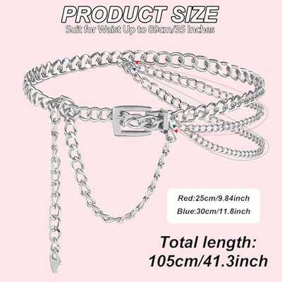 Multilayer Waist Chain Belt, Adjustable Metal Chain Dress Belt Body Belly Jewelry Women Girls Jeans Trousers