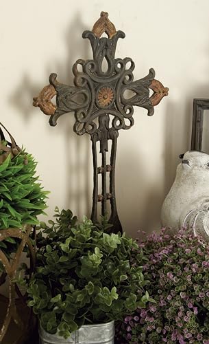 Deco 79 Metal Biblical Decorative Sculpture Cross Home Decor Statue, Accent Figurine 5" x 8" x 21", Copper
