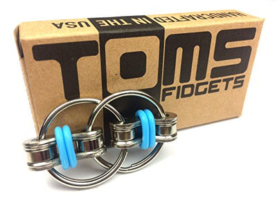 Tom's Fidgets Original Flippy Chain Fidget Toy - Perfect for ADHD, Anxiety, and Autism - Bike Chain Fidget Stress Reducer for Adults and Kids (1, Blue)