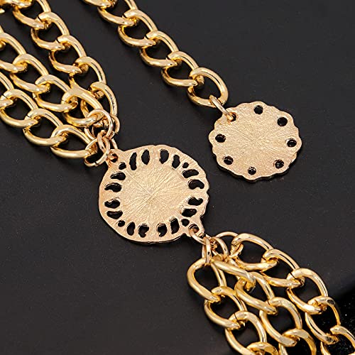 Multilayer Chain Belt for Women Metal Waist Belt Boho Sunflower Belly Chain