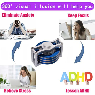Desk-Kinetic-Toys Cool-Gadgets for Fidget: 20Mins Spinning-Tops, Cool-Stuff Figet Game for Adult Teen Children Kid, Optical-Illusion Stress Relief Gifts for Man Women Office School Home Christmas