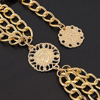 Multilayer Chain Belt for Women Metal Waist Belt Boho Sunflower Belly Chain