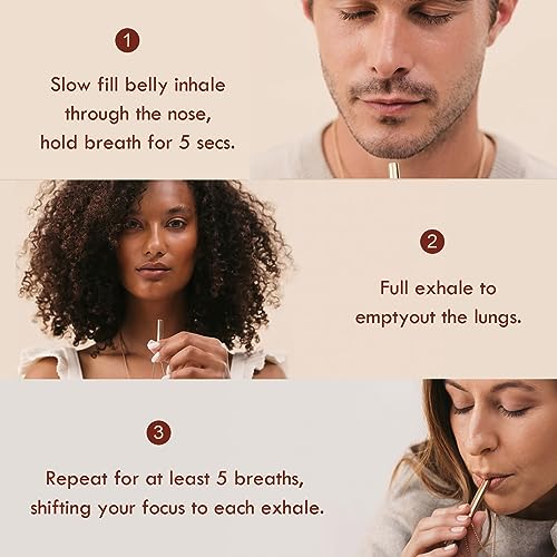 Breathing Necklace for Women and Men with Initial Pendant Anti Vape Metal Straw Breathwork Necklace Mindful Stress Breathing Necklace Fidget Jewelry for Quitting Smoking Anxiety Relief Items for Teens Gift