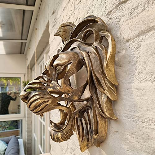 Father's Day Gift, Rare Lion Wall Art Sculpture Hollow Metal Male Lion Wall Art Decoration, Creative Roaring Lion Wall Ornament Housewarming Gift