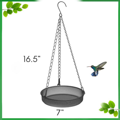 Hanging Bird Feeder, Bird Feeder Hanging for Garden Yard Outside Hanging Bird Feeder Tray - Metal Mesh Platform Feeders for Birds Outside Outdoors Hanging for Attracting Birds - Genuine