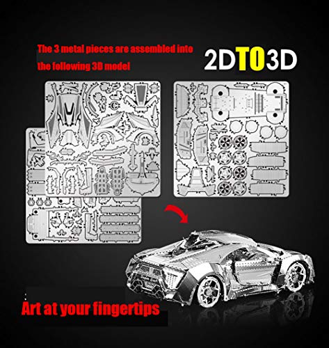 DIY 3D Car Metal Model 3D Puzzle 3D Laser Cut Jigsaw Toys 3D Metal Model Kit for Adults&Kids Mechanical Model Educational Toy Indoor Decoration Desk Toy Birthday Gift Collection Brain Teaser Puzzles