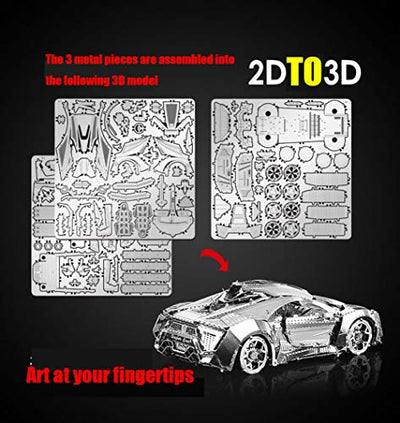 DIY 3D Car Metal Model 3D Puzzle 3D Laser Cut Jigsaw Toys 3D Metal Model Kit for Adults&Kids Mechanical Model Educational Toy Indoor Decoration Desk Toy Birthday Gift Collection Brain Teaser Puzzles