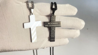 DuoDiner 18+2 Inch Cross Necklace Bible Verse Stainless Steel American Flag Pendant Chain for Men Jewelry Gift