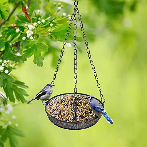 Hanging Bird Feeder, Bird Feeder Hanging for Garden Yard Outside Hanging Bird Feeder Tray - Metal Mesh Platform Feeders for Birds Outside Outdoors Hanging for Attracting Birds - Genuine