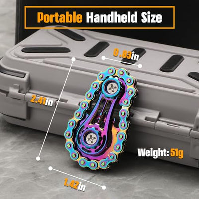 Gear Fidget Sprockets Hand Roller for Kids Adults, Cool Finger Fidget Spinner Chain Toys Metal Sensory Bike Chain EDC Novelty Toy Pack Pocket Size Gift Pirze for Anxiety Relieve Boredom Autism Rainbow