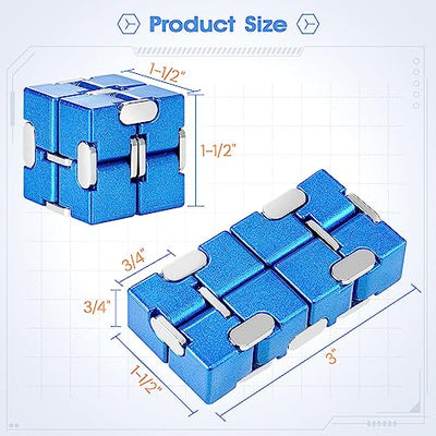 Fidget Cube, Zinc Aolly Metal Infinity Cube Fidget Desk Toy, Punk Style Design with Exquisite Case, Durable and Heavy Cool Gadgets, Adult Fidget Toys for Alleviate Stress and Anxiety(Blue)