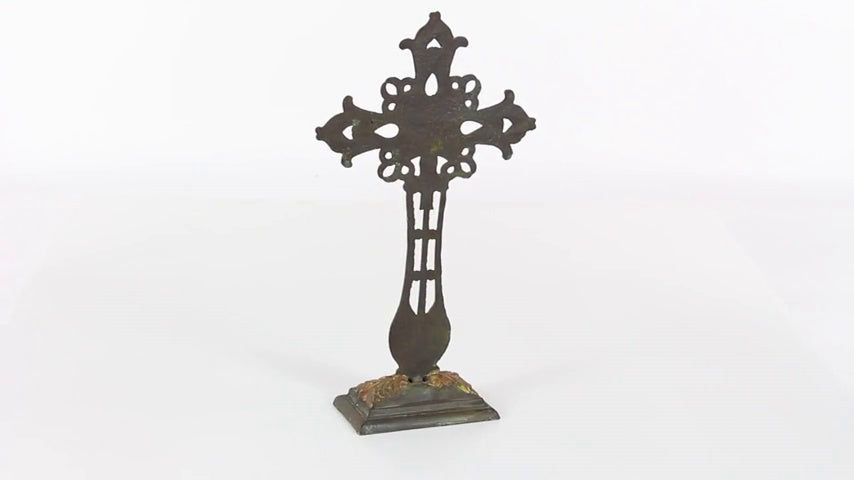 Deco 79 Metal Biblical Decorative Sculpture Cross Home Decor Statue, Accent Figurine 5" x 8" x 21", Copper