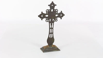 Deco 79 Metal Biblical Decorative Sculpture Cross Home Decor Statue, Accent Figurine 5" x 8" x 21", Copper