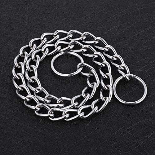 Dog Chain Collar, Pet Adjustable Metal Chain Collar Row Neck Leash Gear Choke Chain Heavy Duty Walking Training for Small Medium Large Dogs (55cm)
