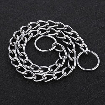 Dog Chain Collar, Pet Adjustable Metal Chain Collar Row Neck Leash Gear Choke Chain Heavy Duty Walking Training for Small Medium Large Dogs (55cm)