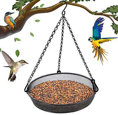 Hanging Bird Feeder, Bird Feeder Hanging for Garden Yard Outside Hanging Bird Feeder Tray - Metal Mesh Platform Feeders for Birds Outside Outdoors Hanging for Attracting Birds - Genuine