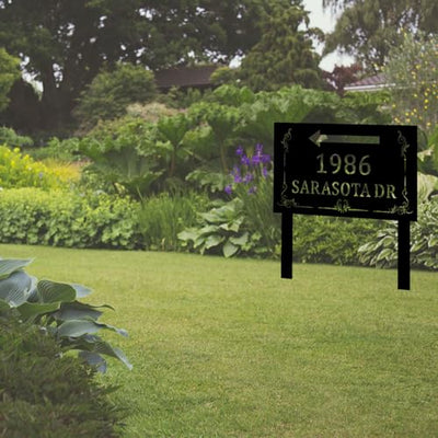 Custom Lawn Address Metal Sign,Lawn Mounted Metal Address Stake Personalized Address Yard Sign Garden House Number Sign Housewarming Gift