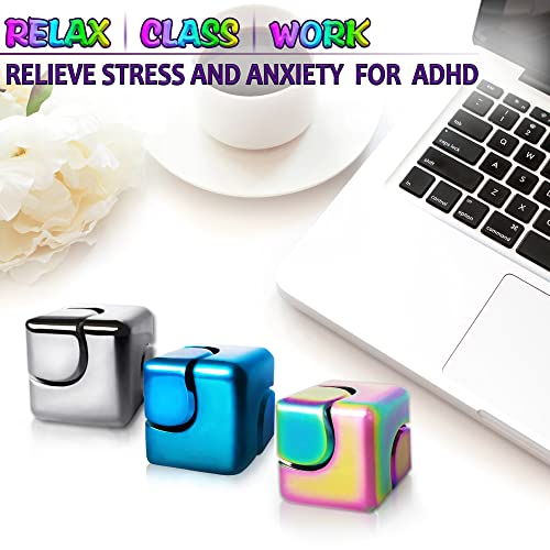 Fidget Spinner Toys Cube Adults, Easter Basket Stuffers for Teens Metal EDC Cool Desk Gadgets Office Toys Small Anxiety Figette Sensory Toy, ADHD Tool Fingears Figet Stress Valentine Gift for Boys