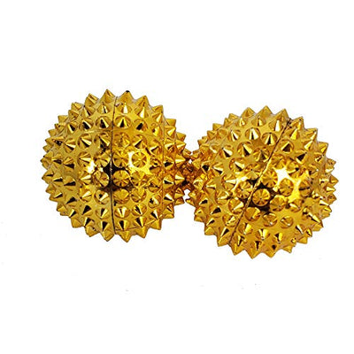 Healing Angel 2 PC Durable Plastic Spiky Metal Coated Deep Tissue Hand Massage Balls for Acupressure Reflexology and Magnet Therapy (Gold-FBA, 1.5 Inch)