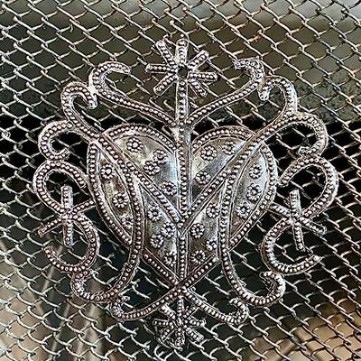 Haitian Art-Inspired Veve Design, Freda Veve Heart, 4" Haiti, Ornament, Handmade, Unique Metal Ornaments