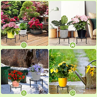 7-pack Metal Plant Stands, Plant Stand Outdoor Clearance, Anti-Rust Iron Flower Pot Stand Outdoor Indoor, Heavy Duty Black Plant Stand Indoor, Rustproof Metal Planter Container Round Supports