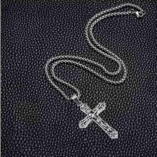 Indianstore4everyone Meta lBiker Jesus Crucifix Cross Religious INRI Cross With 24" Chain Jewelry Gift Pendant Necklace Chain Gift For Men Boys, youth large / 11-13, Zinc, No Gemstone