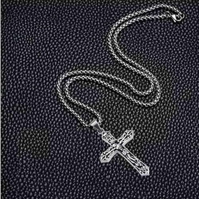Indianstore4everyone Meta lBiker Jesus Crucifix Cross Religious INRI Cross With 24" Chain Jewelry Gift Pendant Necklace Chain Gift For Men Boys, youth large / 11-13, Zinc, No Gemstone