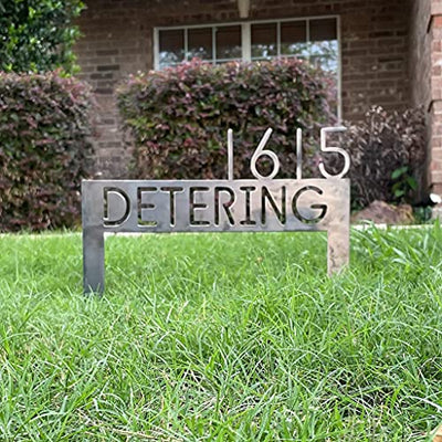 Custom Lawn Address Sign, Metal Yard Sign With Stakes, House Numbers For Yard, Made in USA