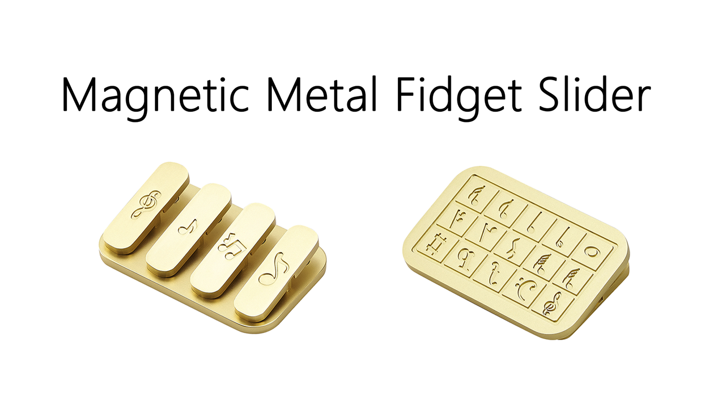 Magnetic Metal Fidget Slider, Adult Fidget Toys for Relive Pressure, Vivid Note Carving EDC Adult Toys, Exquisite Adult Gift, Golden