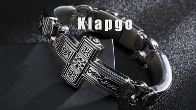 Cross Stainless Steel Bracelets Vintage Metal Bangle Heavy Mens Retro Punk Bracelets Cool Male Jewelry Armband (Silver, 8.66 Inches)