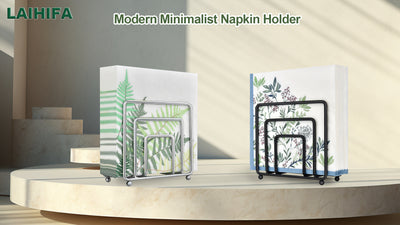 Napkin Holder for Table, Modern Metal Black Napkin Holders for Kitchen Dining Tables & Countertops, Paper Cocktail Napkins Holder Dispenser for Indoor & Outdoor Use by LAIHIFA